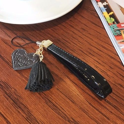 Mobile Dây Đeo Cổ Tay Bằng Da Phối Tua Rua Sang Trọng Cho Điện Thoại