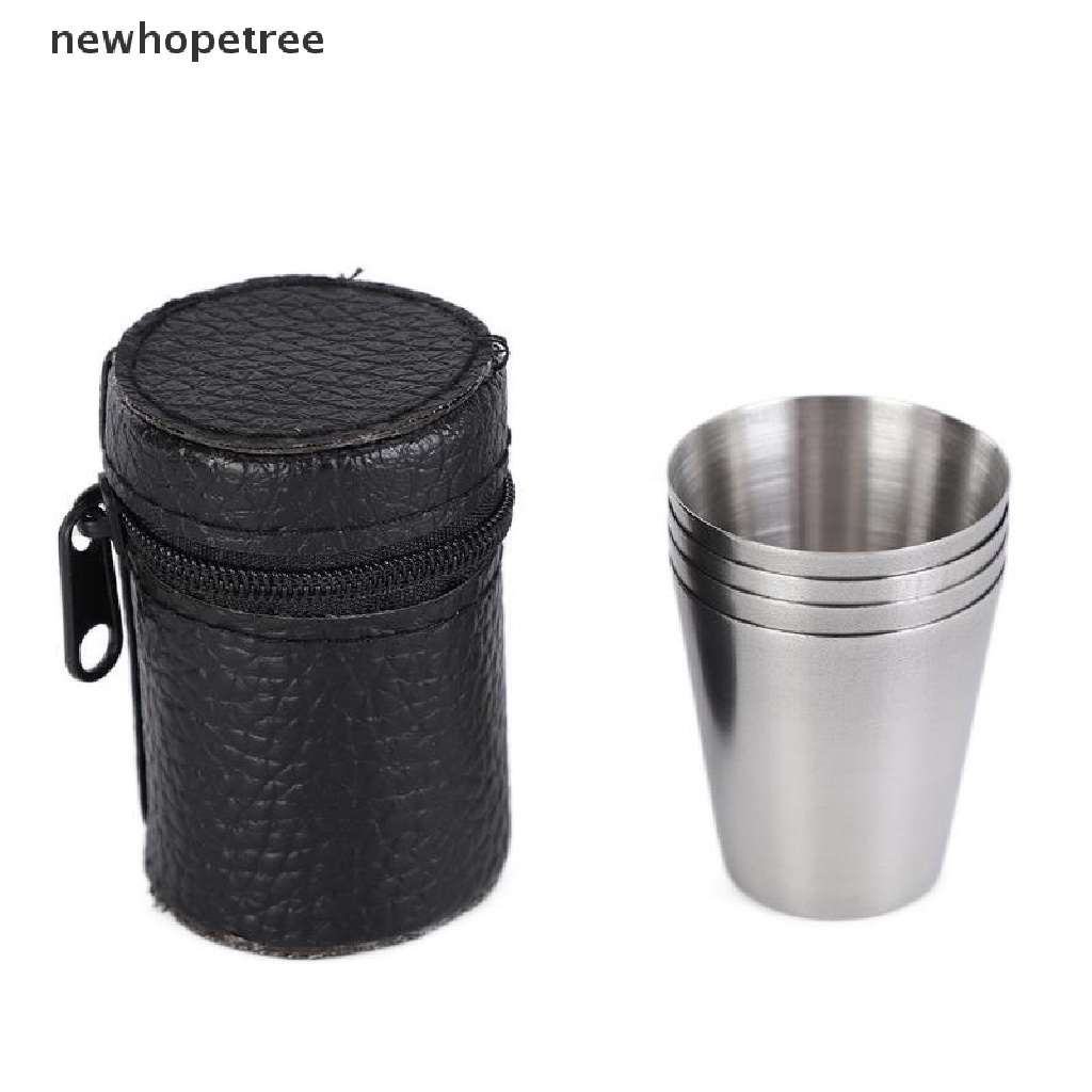 Set 4 Cốc Bằng Thép Không Gỉ Tiện Dụng Khi Đi Cắm Trại