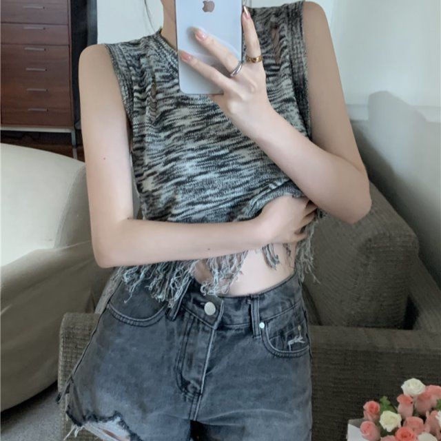 Áo Tank Top Sát Nách Phối Tua Rua Thiết Kế Độc Đáo Thời Trang Mùa Hè Cho Nữ