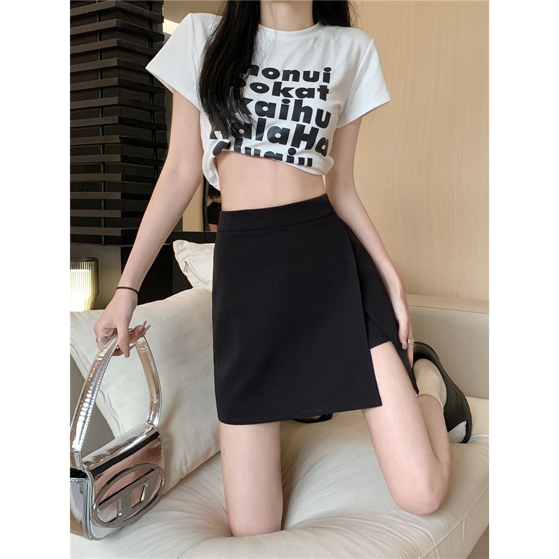 SUXI Chân Váy Chữ A Lưng Cao Màu Sắc Đơn Giản Thời Trang Mùa Hè Cho Nữ