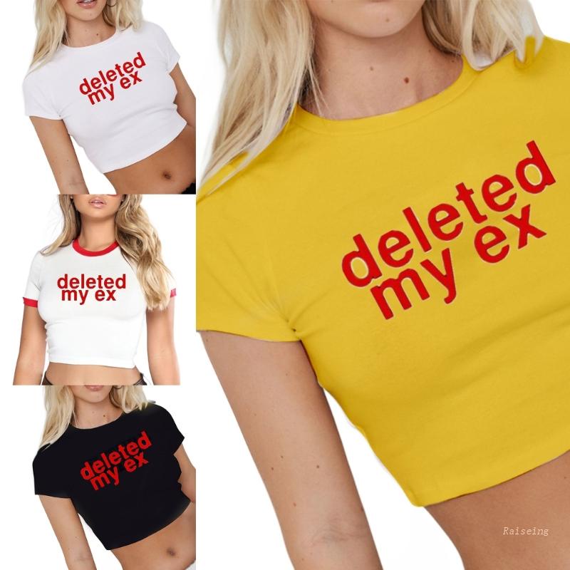 Áo Croptop Tay Ngắn In Chữ Tiếng Anh Thời Trang Mùa Hè Cho Nữ