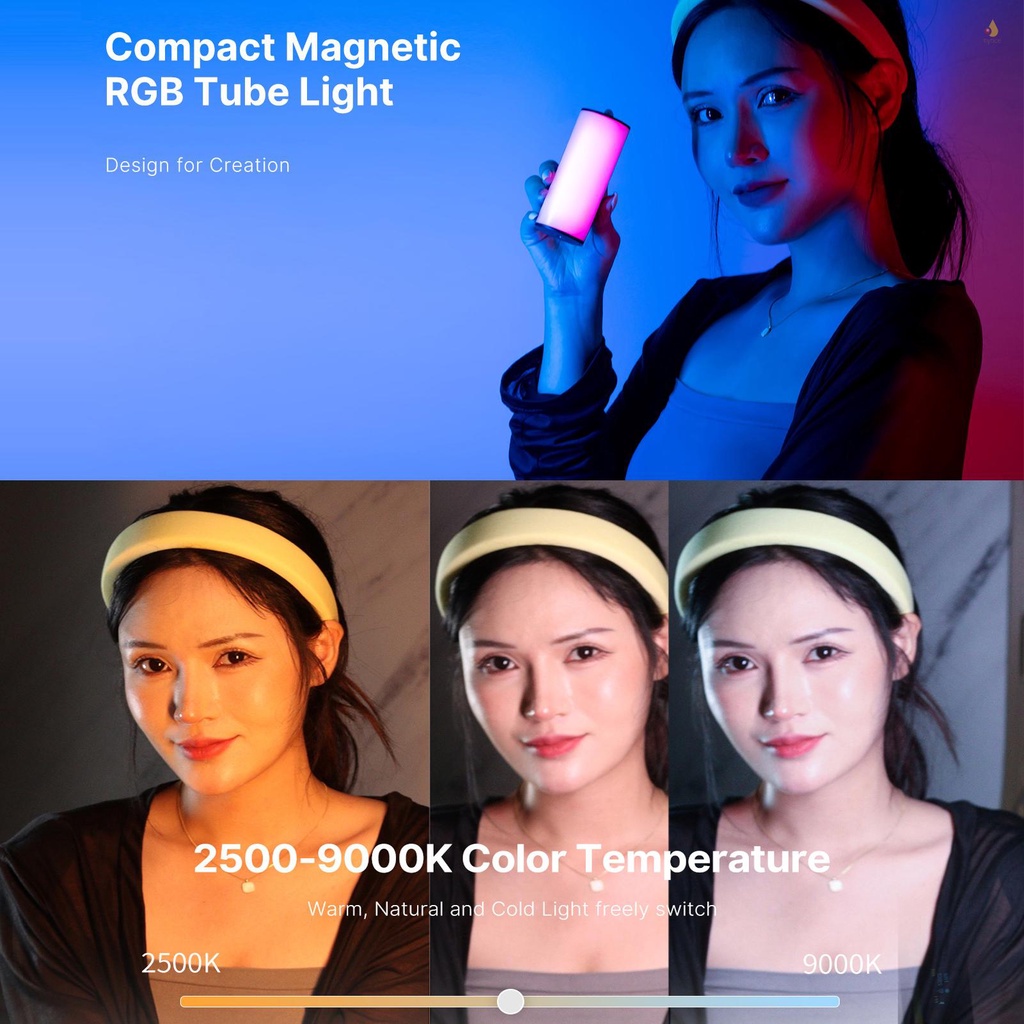 Đèn Tuýp LED Mini Ulanzi i-Màu Ánh Sáng 2500K-9000K 20 Hiệu Ứng Ánh Sáng CRI95 + Có Màn Hình LCD Dùng Quay Video Trực Tuyến