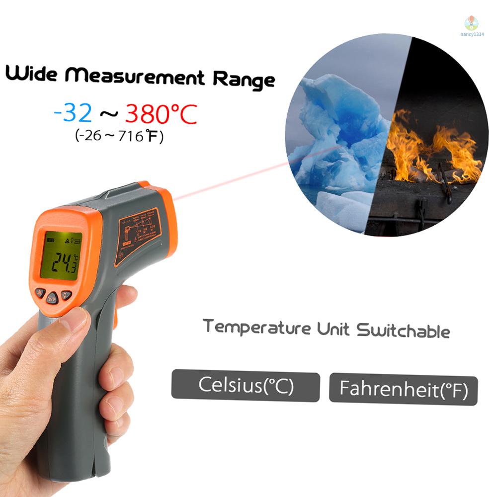 Cảm Biến Thông Minh 32~3800 - 32~380°C Nhiệt Kế Hồng Ngoại Kỹ Thuật Số 12: 1 Không Tiếp Xúc Có Màn Hình LCD Hiển Thị