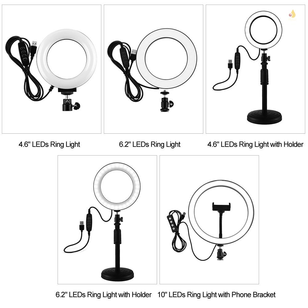 Vòng Đèn Led PULUZ 10 '' 3 Chế Độ Sáng Điều Chỉnh Được Kèm Giá Đỡ Điện Thoại Di Động Hỗ Trợ Live Stream / Chụp Ảnh