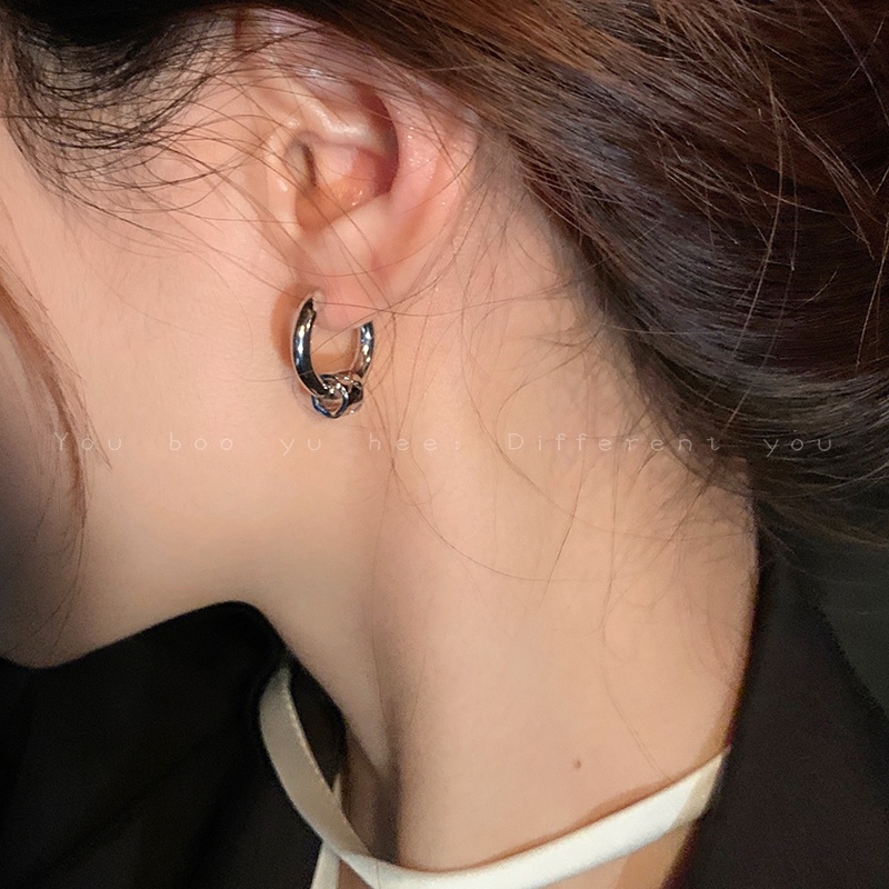 Khuyên Tai Kim Loại Hình Tròn Đính Đá Phong Cách Âu Mỹ