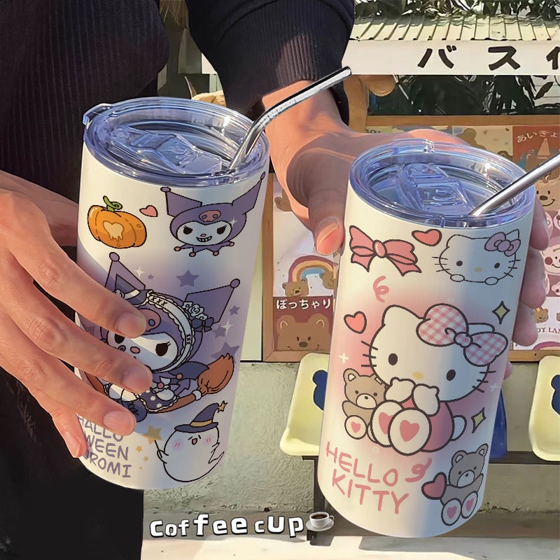 Bình Nước Giữ Nhiệt Bằng Thép Không Gỉ 304 Hình Hello Kitty 480ML