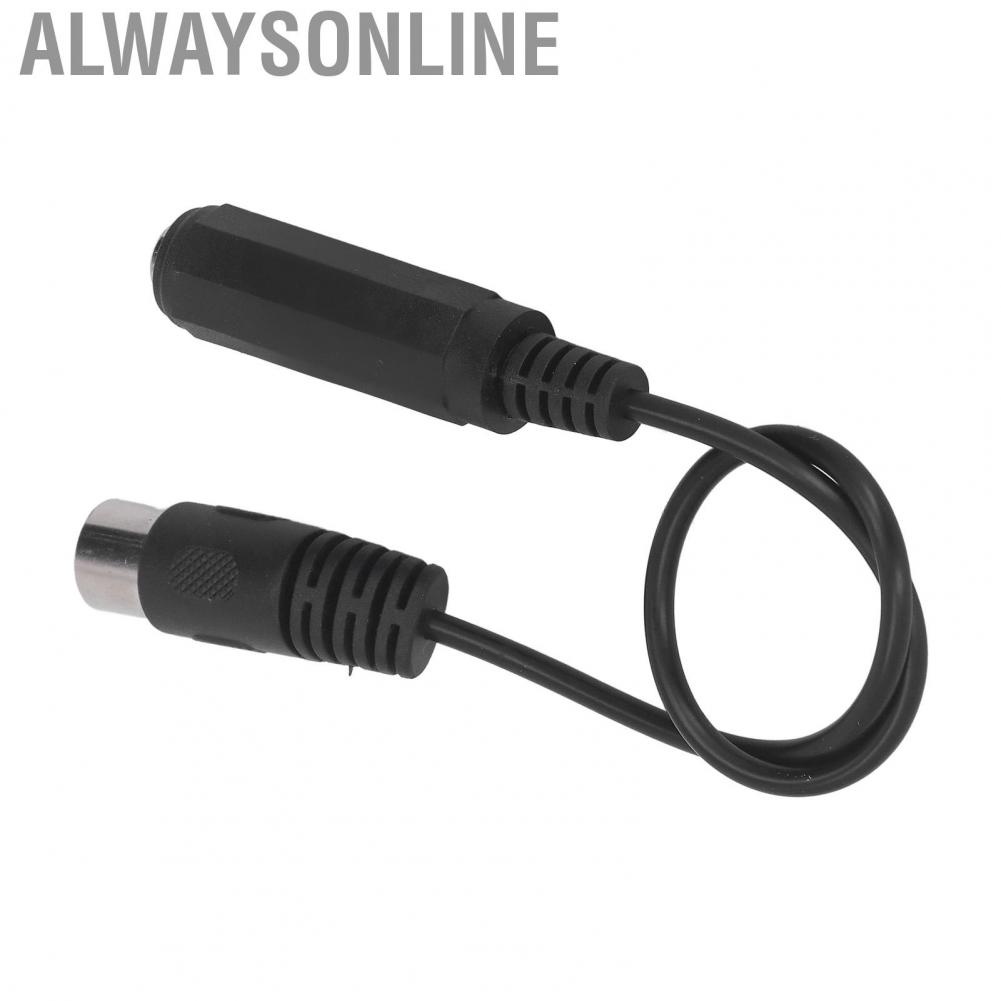 Alwaysonline 6.35mm Female To 5pin MIDI Adapter Cable  5 Pin 1 Ft 1ft Long Plastic Metal for DVD Players MP3