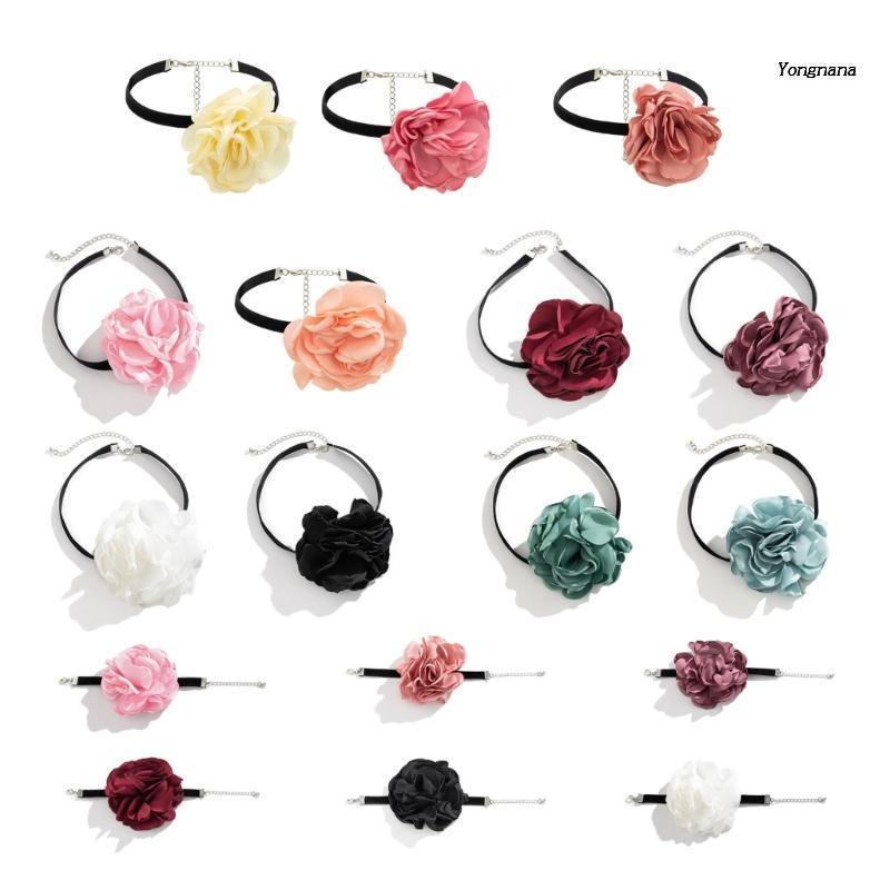 [CH *] Vòng Cổ Choker Vải Hoa Hồng Lãng Mạn Thanh Lịch Có Thể Điều Chỉnh Kích Thước