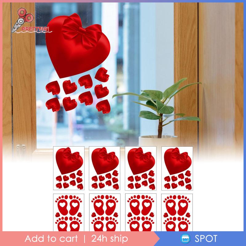 [Prettyia1] Set 8 Sticker Dán Cửa Sổ Ngày Valentine 'S Day Có Thể Tháo Gỡ Trang Trí