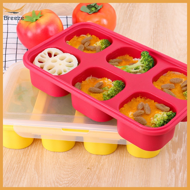 Khay Silicone Đựng Nước Sốt 6 Ngăn Có Nắp Đậy Tiện Lợi