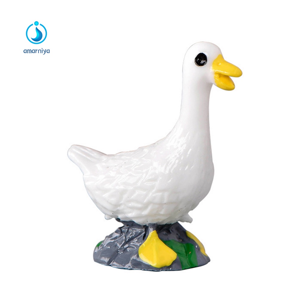 2 Tượng Vịt Con Trắng Dùng Trang Trí Tiểu Cảnh