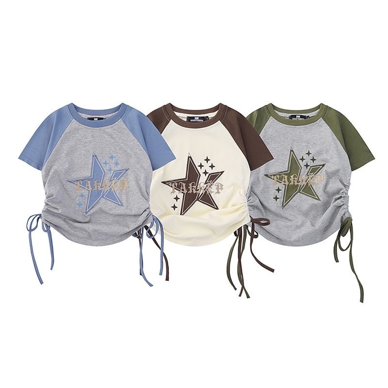 Áo Thun Tay Ngắn Màu Sắc Tương  RENJIANVSHENG Phản Phong Cách Hàn Quốc Cho Nữ