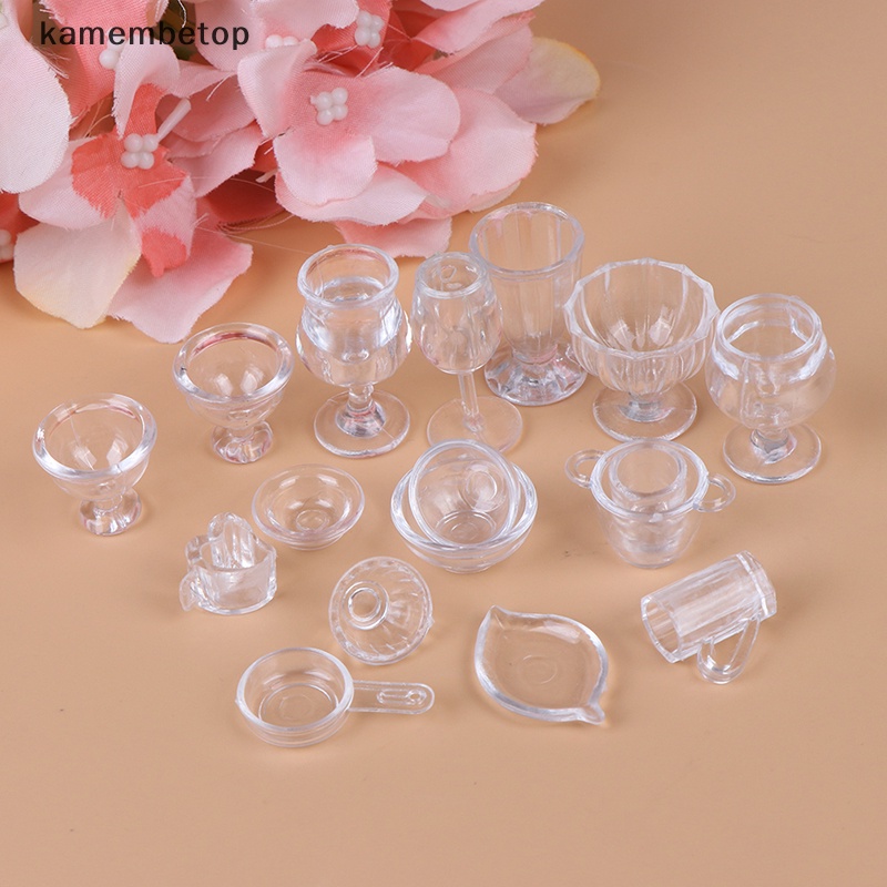 Bộ 17 Dụng Cụ Bàn Ăn Trong Suốt Cho Nhà Búp Bê Tỉ Lệ 1: 12