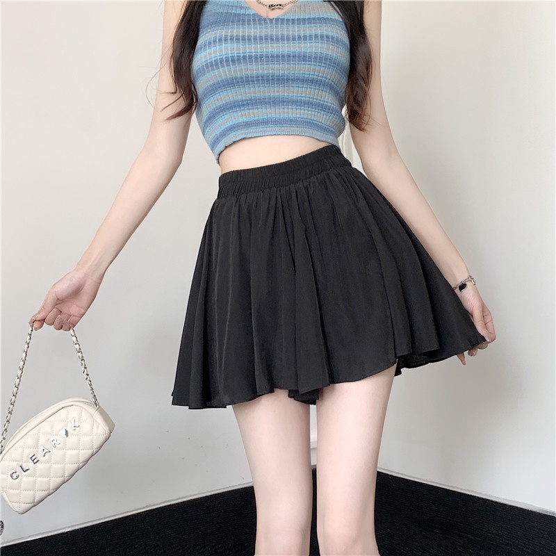 SUXI Quần ngắn ống rộng Lưng Cao Co Giãn Thời Trang Mùa Hè Phong Cách Hàn Quốc Dành Cho Nữ