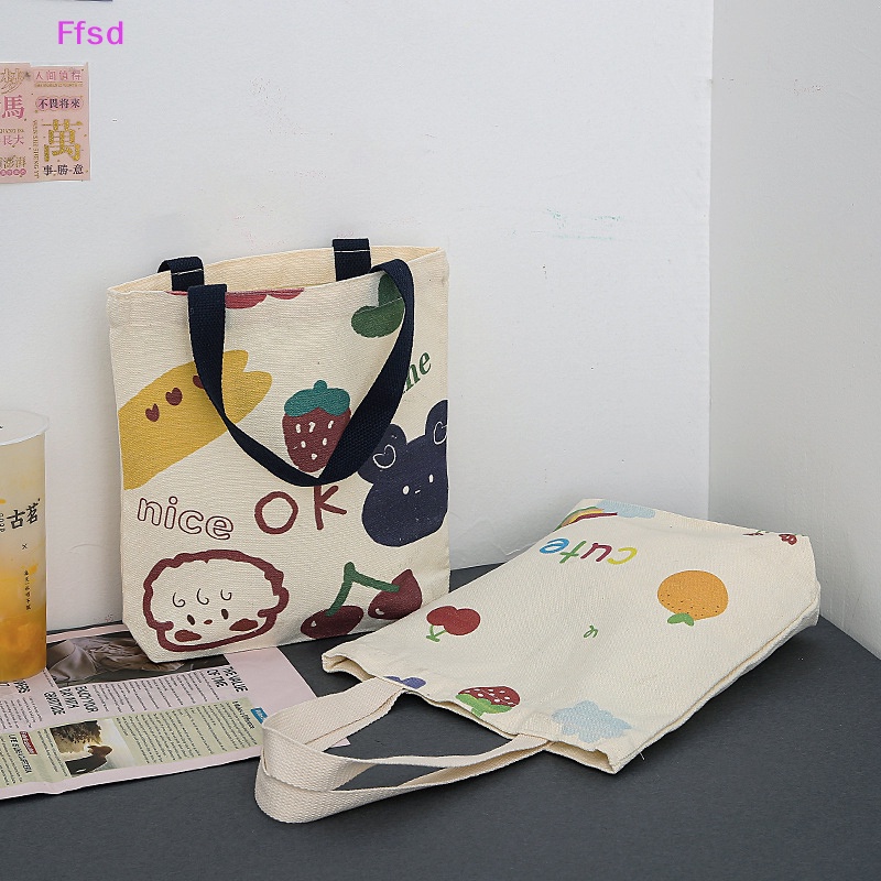 {Ffsd} Túi Xách Tote Canvas Cỡ Nhỏ Thiết Kế Hoạt Hình Dễ Thương Phong Cách Nhật Bản Thường Ngày Cho Nữ * Hàng Bán Chạy