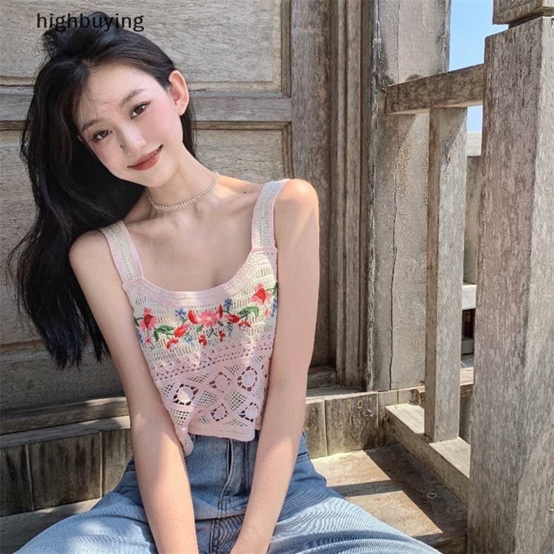 Áo Hai Dây Dệt Kim Dáng Rộng Thêu Họa Tiết Phong Cách Bohemia Cho Nữ