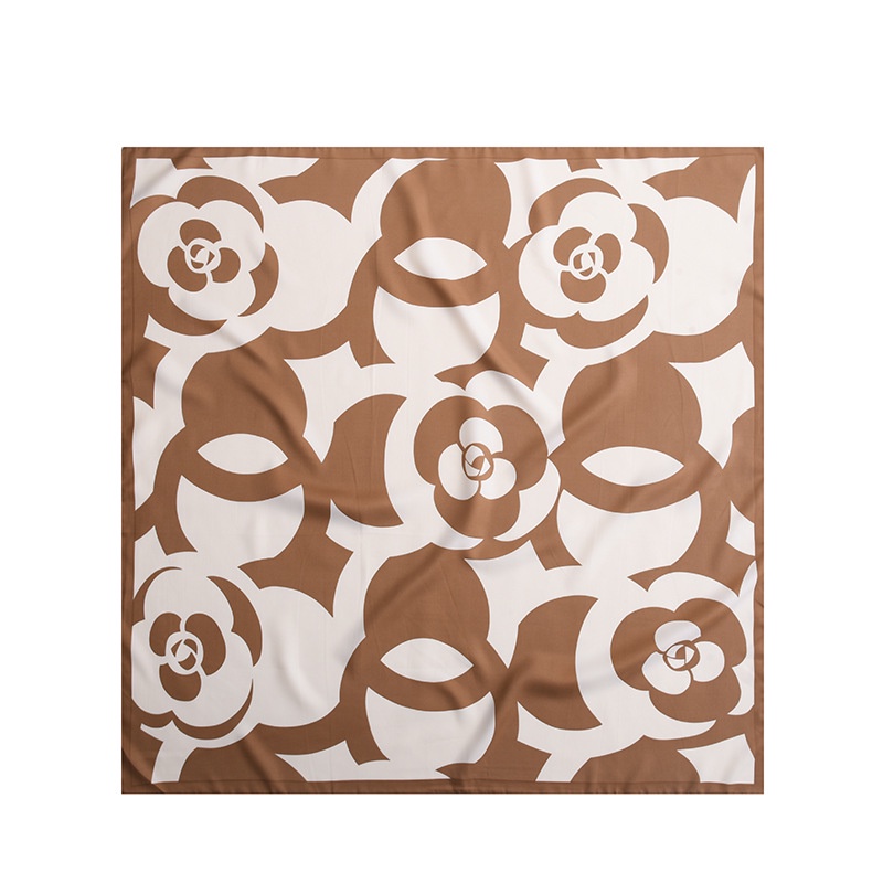 Khăn Choàng Cổ Hình Vuông 90 * 90CM In Họa Tiết Hoa Trà Thanh Lịch Thời Trang Xuân Hè 2023