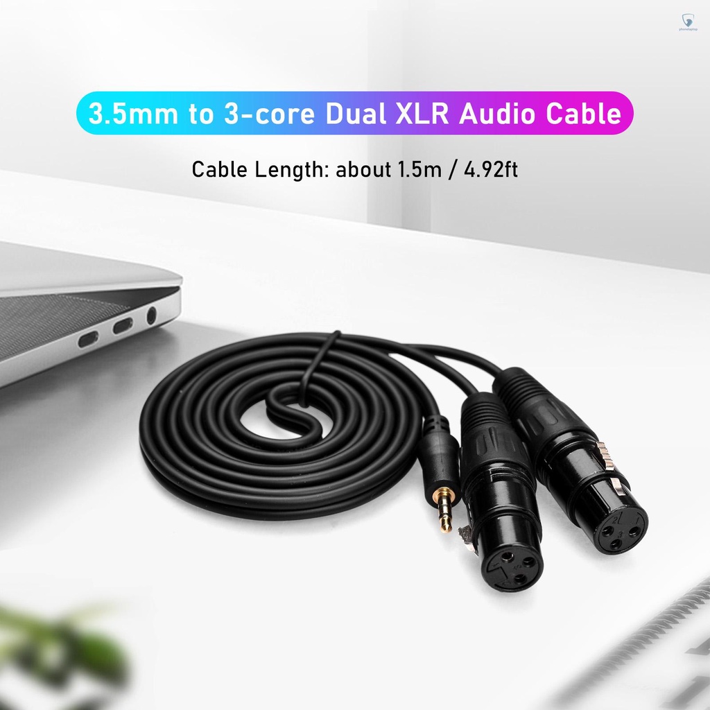 Cáp Chuyển Đổi Âm Thanh Từ 3.5mm Sang XLR Kép 1 / 8 Inch Sang 3 Lõi XLR 4.9Ft TRS Chuyên Dụng Cho Micro