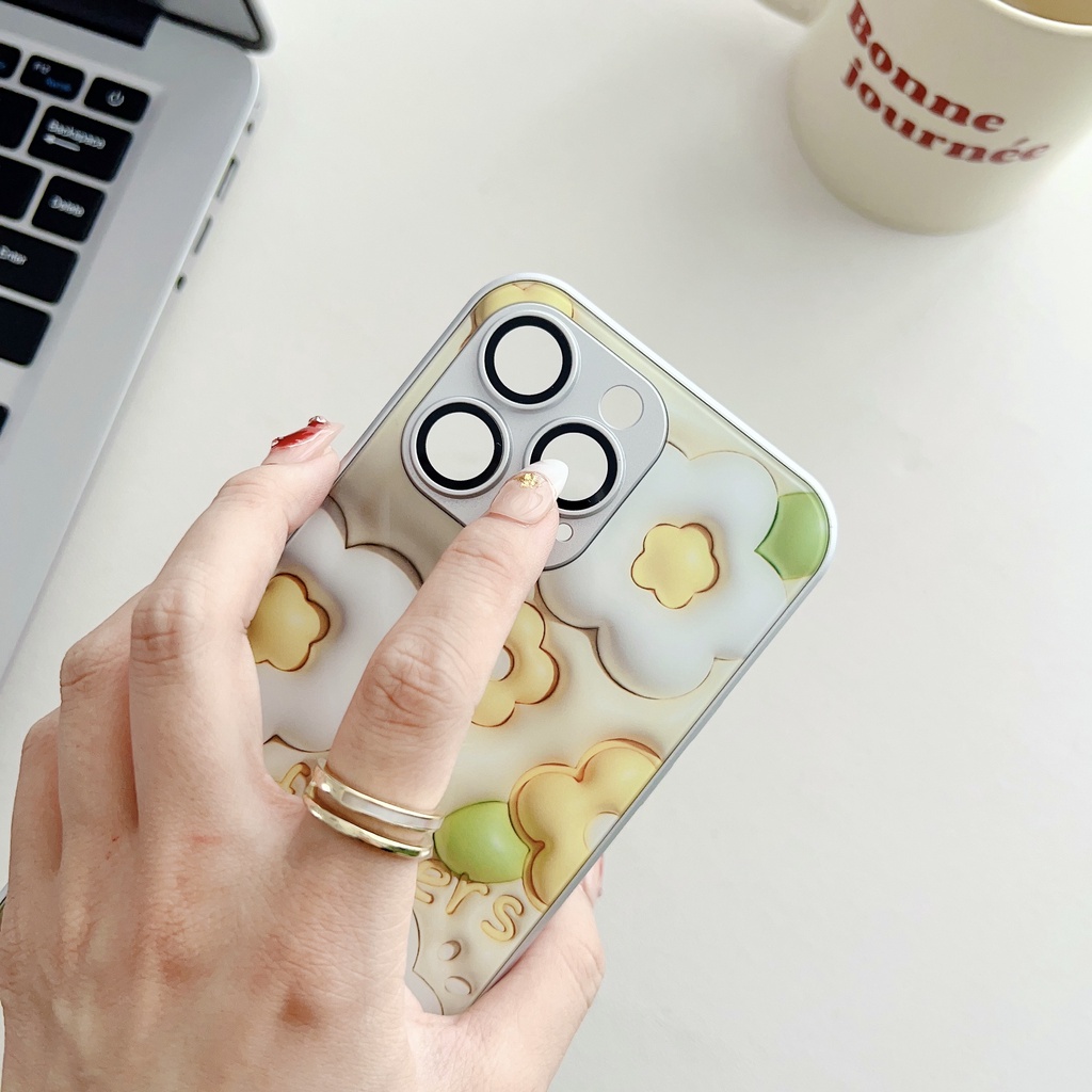 Ốp Điện Thoại Mặt Kính Viền Silicon Dẻo Chống Sốc Cho iPhone 11 12 13 14 PRO MAX XR XS 7 8 Plus