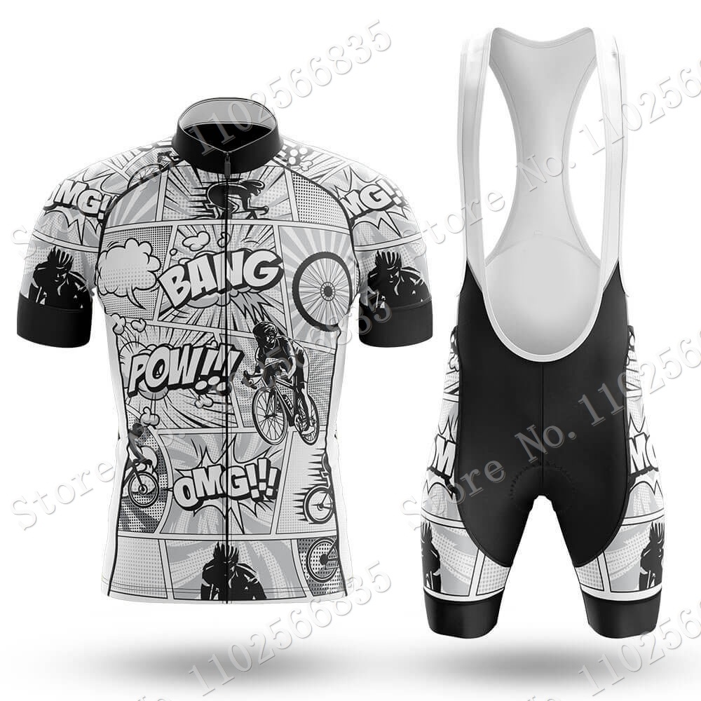 Bộ Đồ Đạp Xe Ngắn Tay Họa Tiết Hoạt Hình Comic 2023 Bang Pow Dành Cho Nam