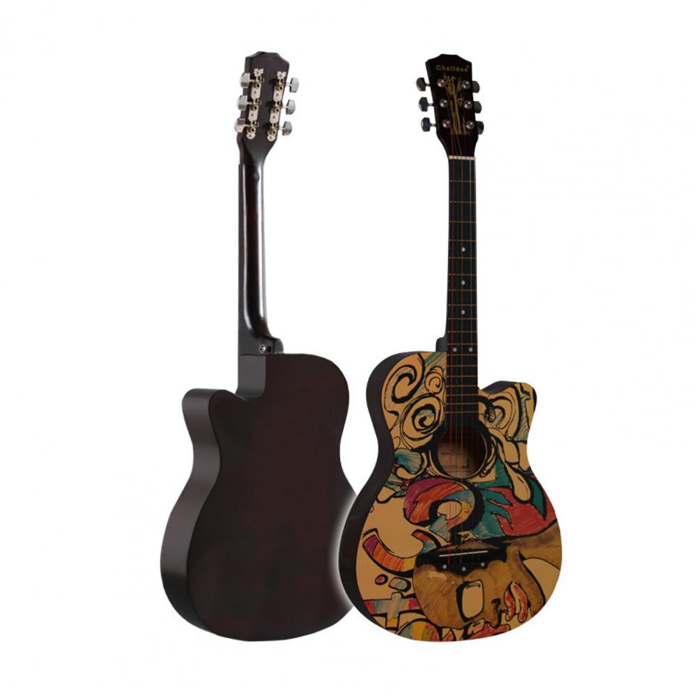 Đàn Guitar Gỗ 38in Graffiti Hoa Văn Mật Độ Cao Acoustic Cho Người Mới Bắt Đầu  AKOASM