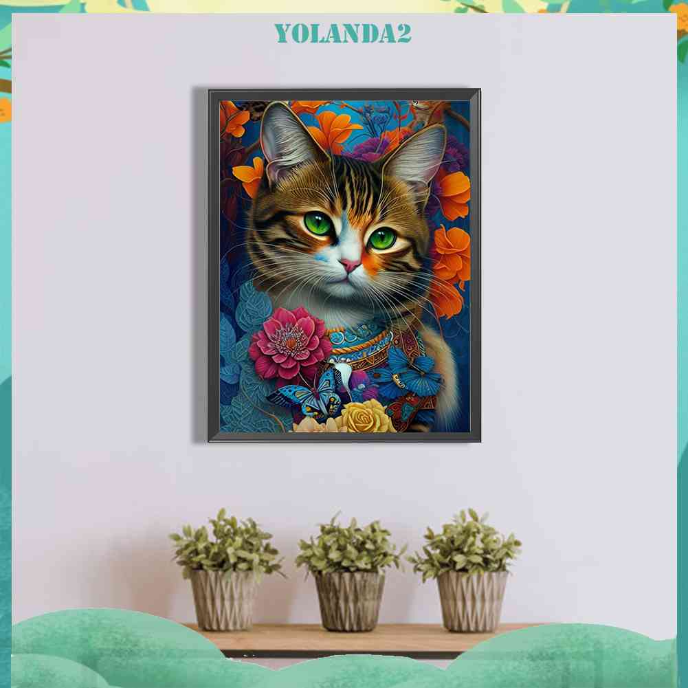 Tranh Đính Đá Kim Cương Toàn Bộ 5D DIY Hình Vẽ Mèo Trang Trí Nhà Cửa