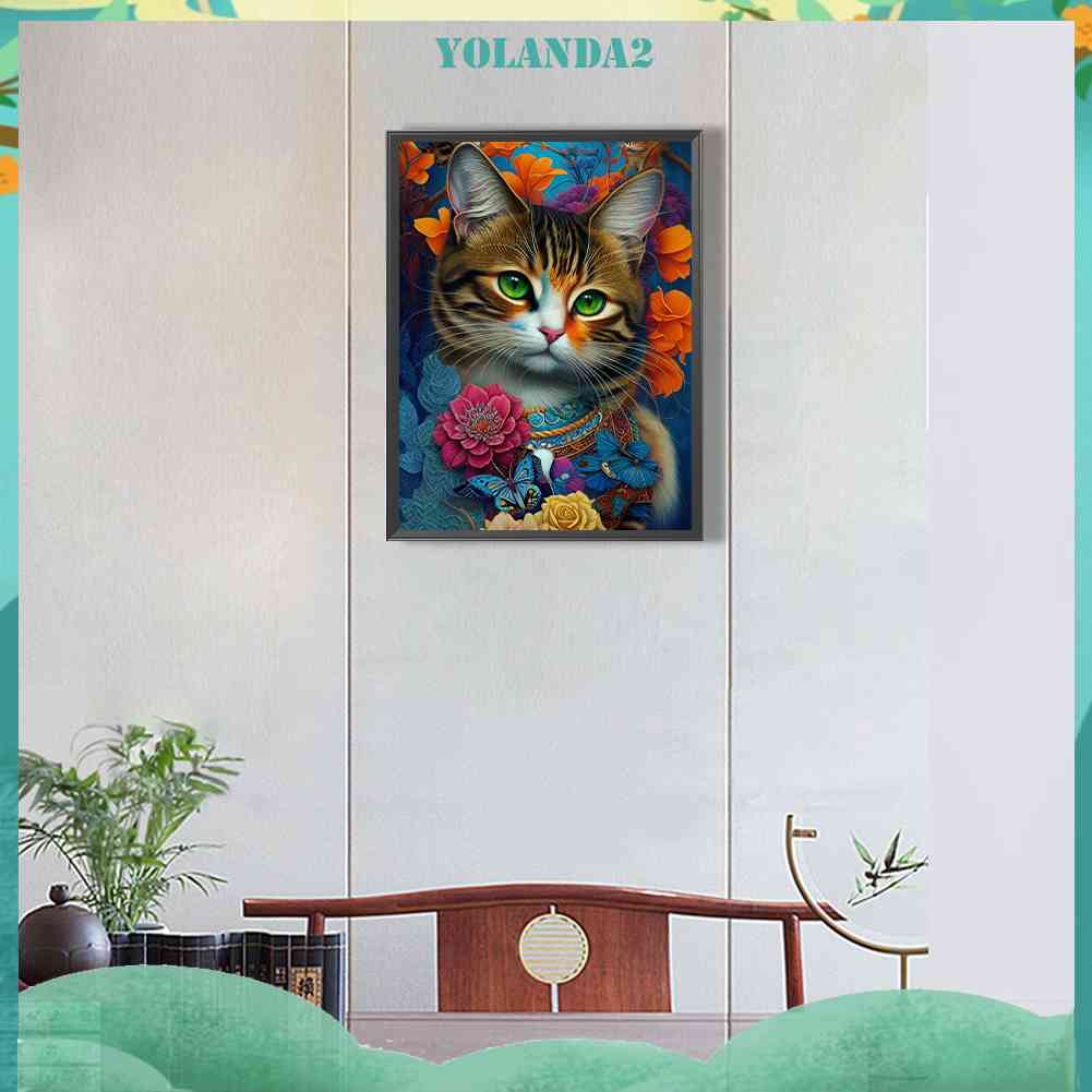 Tranh Đính Đá Kim Cương Toàn Bộ 5D DIY Hình Vẽ Mèo Trang Trí Nhà Cửa