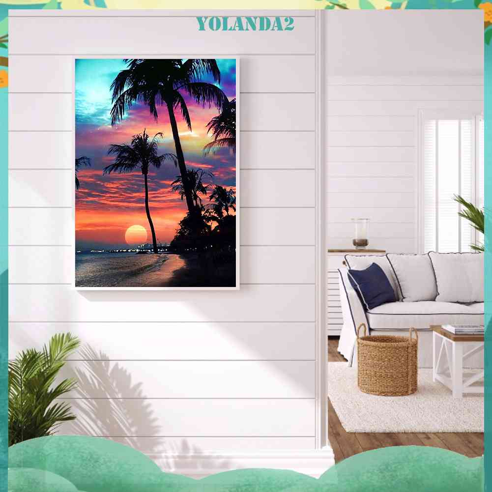 Bộ Tranh Đính Đá 5D Toàn Diện Họa Tiết Bãi Biển Độc Đáo DIY Dùng Trang Trí Nhà Cửa