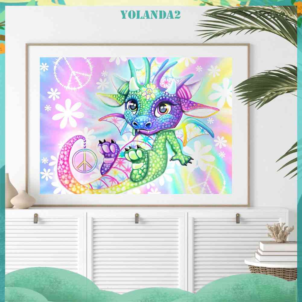 Bộ Tranh Đính Đá Tự Làm 45x35cm 24 Màu Hình Rồng Độc Đáo