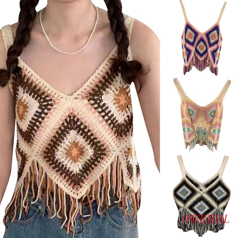 Oneri Áo Croptop Không Tay Tua Rua Nhiều Màu Sắc