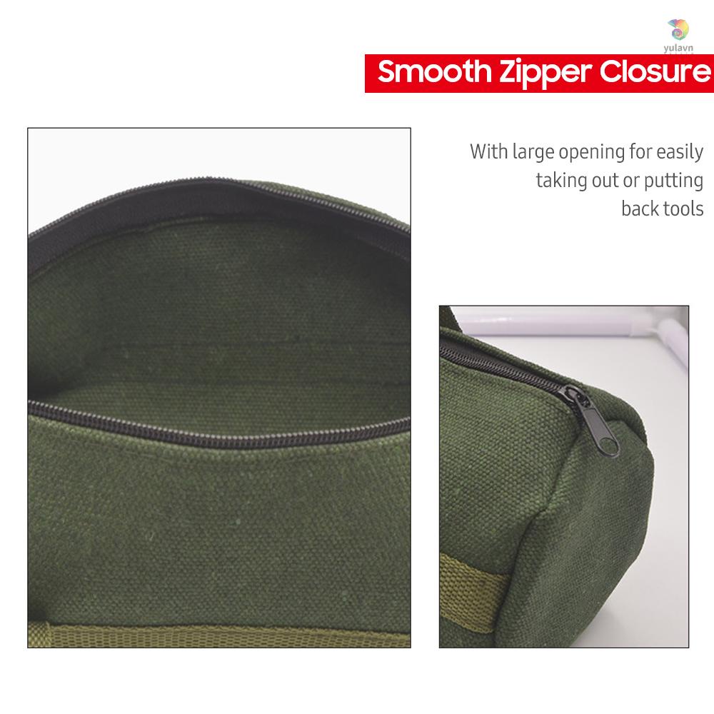 Túi Canvas Đựng Dụng Cụ Đa Năng Có Khóa Kéo Miệng Rộng Tiện Dụng