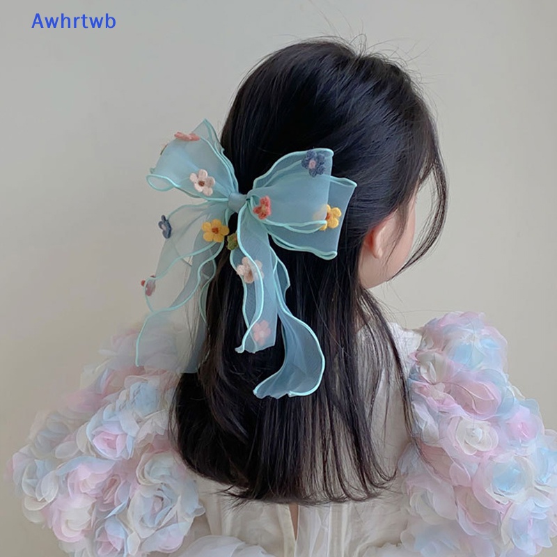 Kẹp Tóc Ruy Băng Dài Hình Hoa Nhiều Màu Sắc Thời Trang Xuân Hè Cho Bé Gái Mới