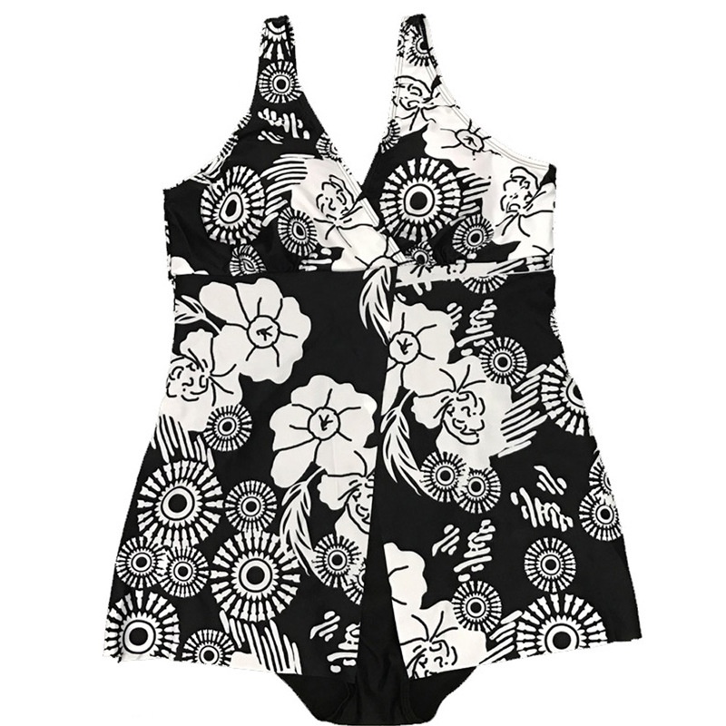 Bộ Đồ Bơi Một Mảnh Cổ Chữ V Khoét Sâu In Họa Tiết Chim Hạc Màu Trắng Quyến Rũ Plus Size Cho Nữ