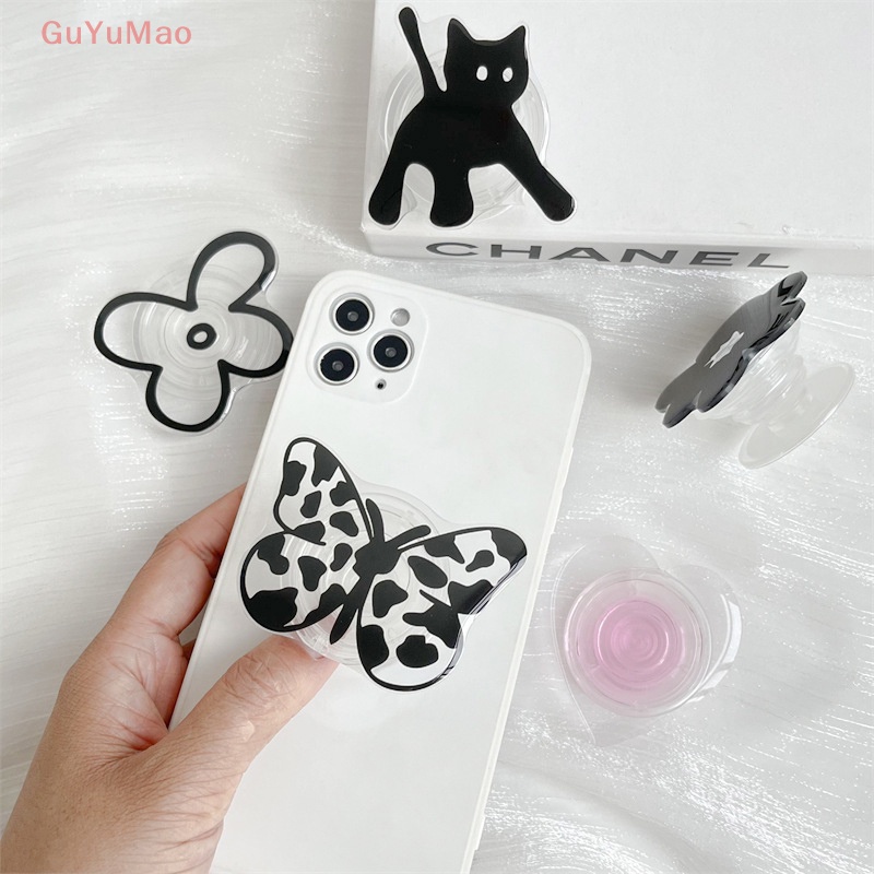 [cxGUYU] Giá Đỡ Điện Thoại Hình Hoa Bướm Màu Đen Dễ Thương Phong Cách Hàn Quốc Cho iPhone Samsung