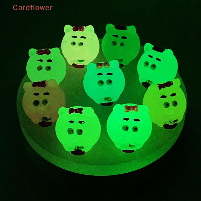 Bộ 2 Chú Gấu Dạ Quang Mini Bằng Nhựa Resin Dễ Thương Dùng Trang Trí Vườn Nhà Mới