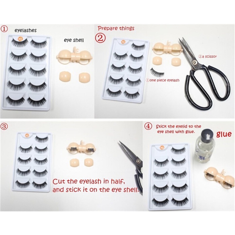 Bộ 5 Cặp Lông Mi Giả Dài 2.9cm Phù Hợp Cho Búp Bê