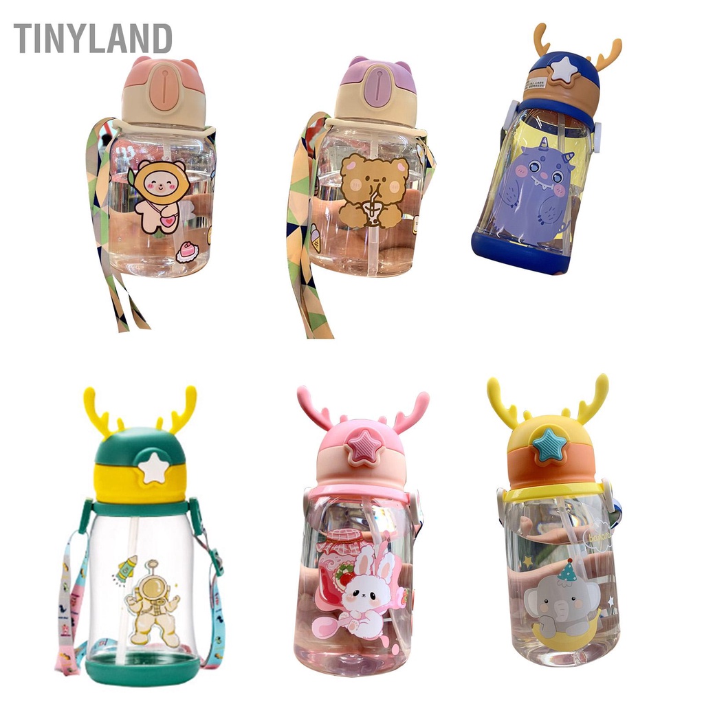Bình Uống Nước Bằng Silicon Mềm Có Ống Hút Họa Tiết Hoạt Hình Cho Bé