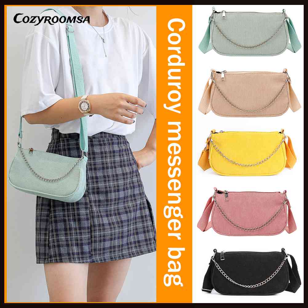 Túi Đeo Chéo Vai Vải Nhung Màu Trơn Thời Trang Dành Cho Nữ