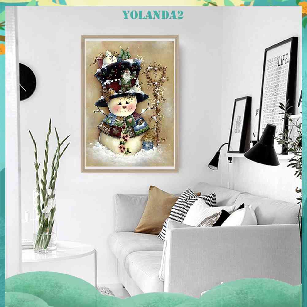 Tranh Đính Đá Kim Cương Toàn Bộ 5D DIY Hình Người Tuyết Giáng Sinh