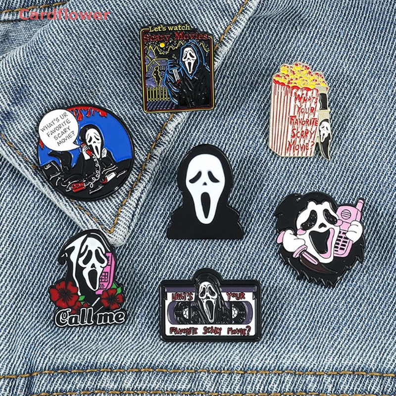 < Cardflower > Ghim Cài Áo Hợp Kim Tráng Men Hình Đầu Lâu Vô Diện Vui Nhộn Phong Cách Punk Mới