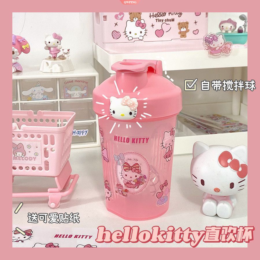 Bình Nước Thể Thao Bằng Nhựa Không BPA Hình Hello Kitty