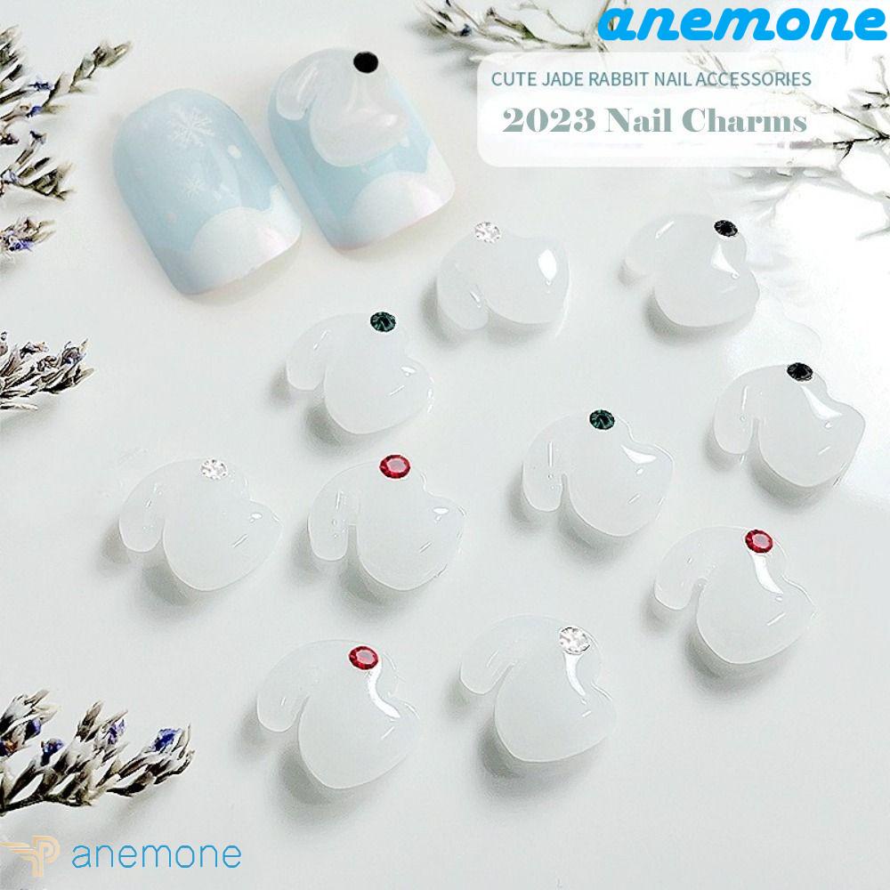 Set 10 Phụ Kiện Trang Trí Móng Tay Hình Thỏ 3D DIY Mừng Năm Mới