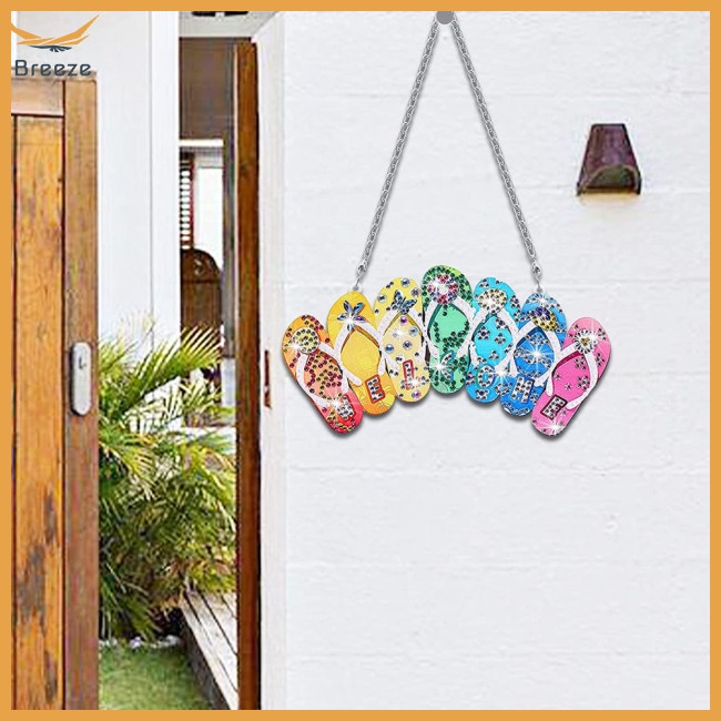 Dép Xỏ Ngón Đính Kim Cương Thêu Chữ Welcome Hello Flip Dùng Trang Trí Trong Nhà / Ngoài Trời Diy