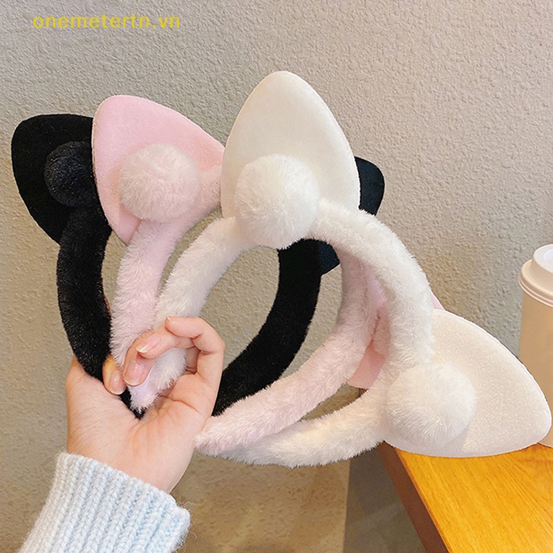 1 Băng Đô Tai Mèo Bằng Lông Nhung Thời Trang Dành Cho Nữ