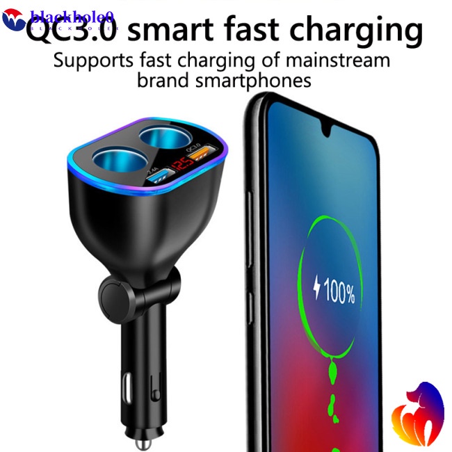 Tẩu Sạc Nhanh Qc3.0 Hai Cổng Usb Màn Hình Kỹ Thuật Số Đa Năng Cho Xe Hơi