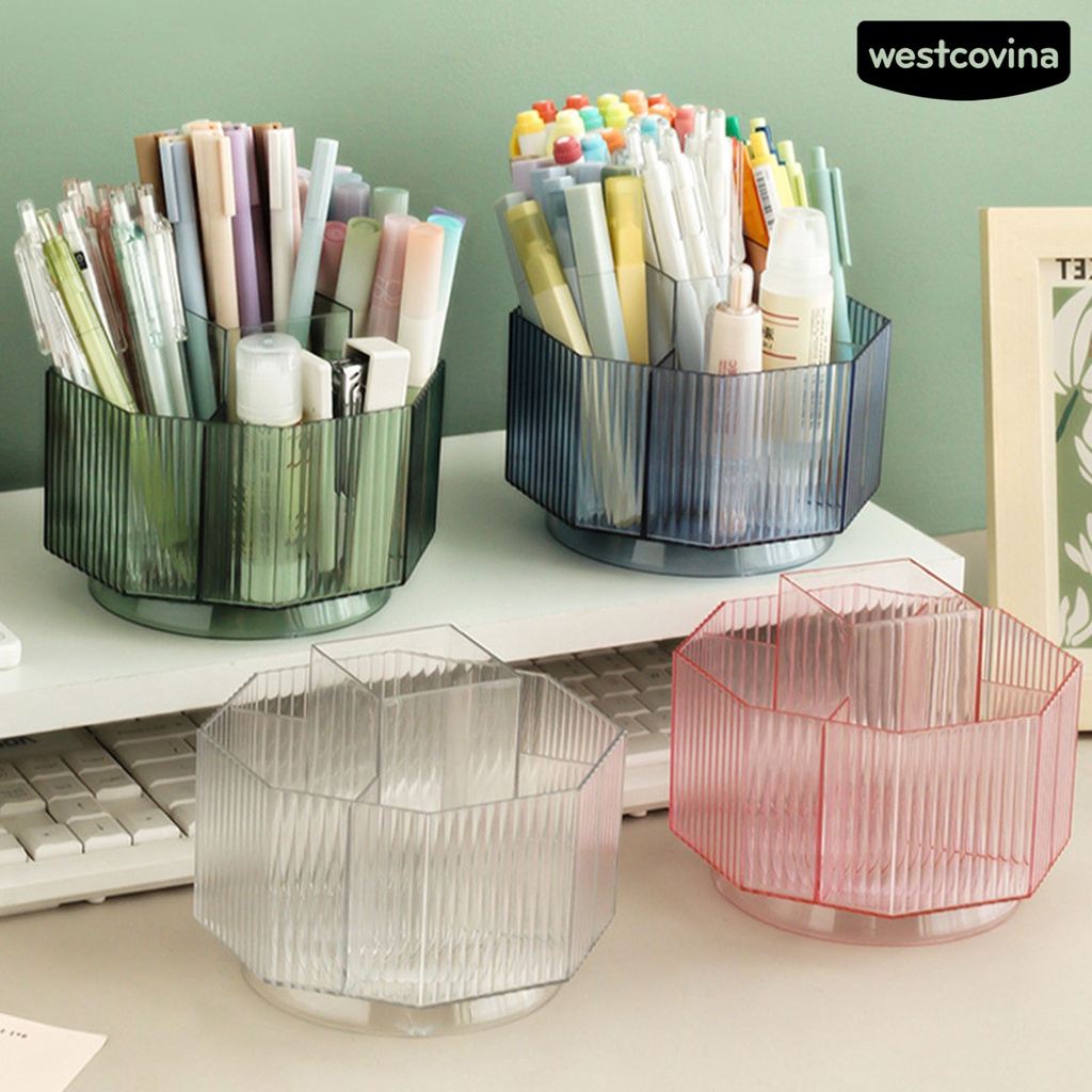 [COD]♪Hộp Đựng Cọ Trang Điểm Dạng Xoay Trong Suốt Dung Tích Lớn Đa Năng