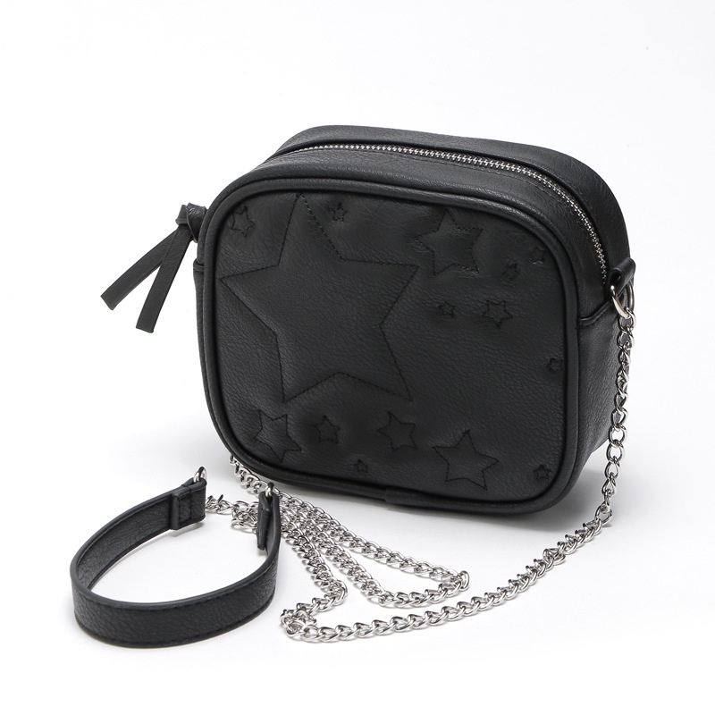Ielgy Túi Đeo Vai Hình Vuông Màu Trơn Phối Dây Xích Mẫu Ngôi Sao Phong Cách Nước