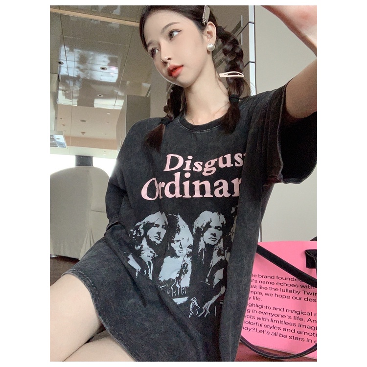 Áo Thun Tay Ngắn Phối Dây Rút In Họa Tiết Phong Cách Cổ Điển Thời Trang Mùa Hè Xinh Xắn Cho Nữ