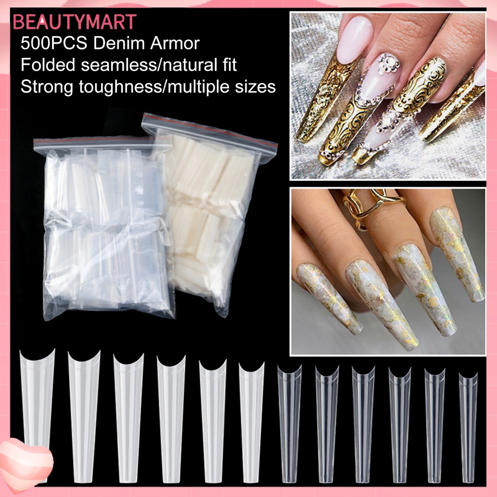Bộ 500 Móng Tay Giả Che Phủ Toàn Diện Siêu Mỏng Linh Hoạt Có Thể Tháo Rời Cho Nữ