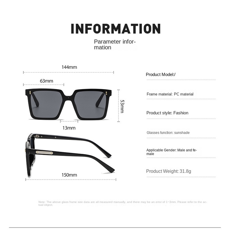 Kính Mát Gọng Vuông Chống Tia UV Thời Trang Cho Nam Nữ